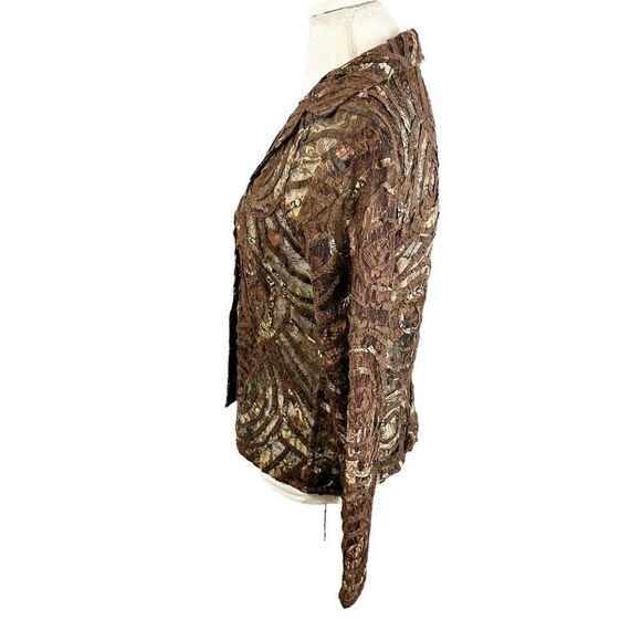 Parsley & Sage Brown Lace Jacket Artsy Swirl Burnout Art to Wear Boho Size S - Picture 9 of 11